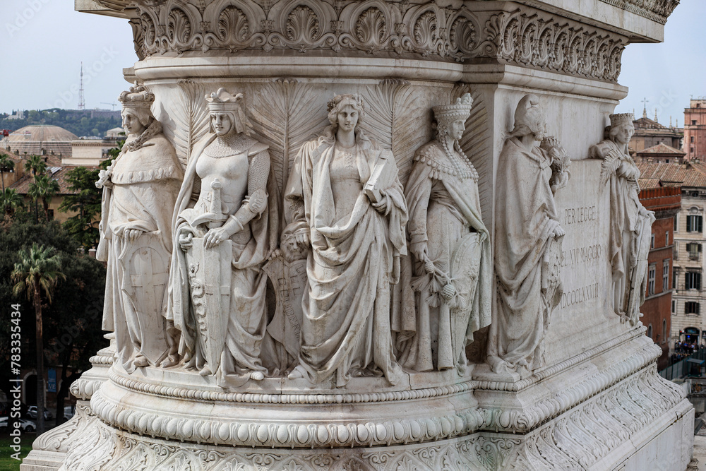 Marble group representing an allegory of the noble cities, at the Altare della Patria in Piazza Venezia in Rome.