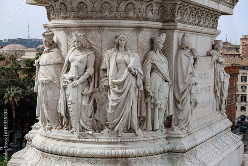 Marble group representing an allegory of the noble cities, at the Altare della Patria in Piazza Venezia in Rome. #783335434