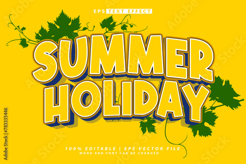 summer holidays 3d editable text