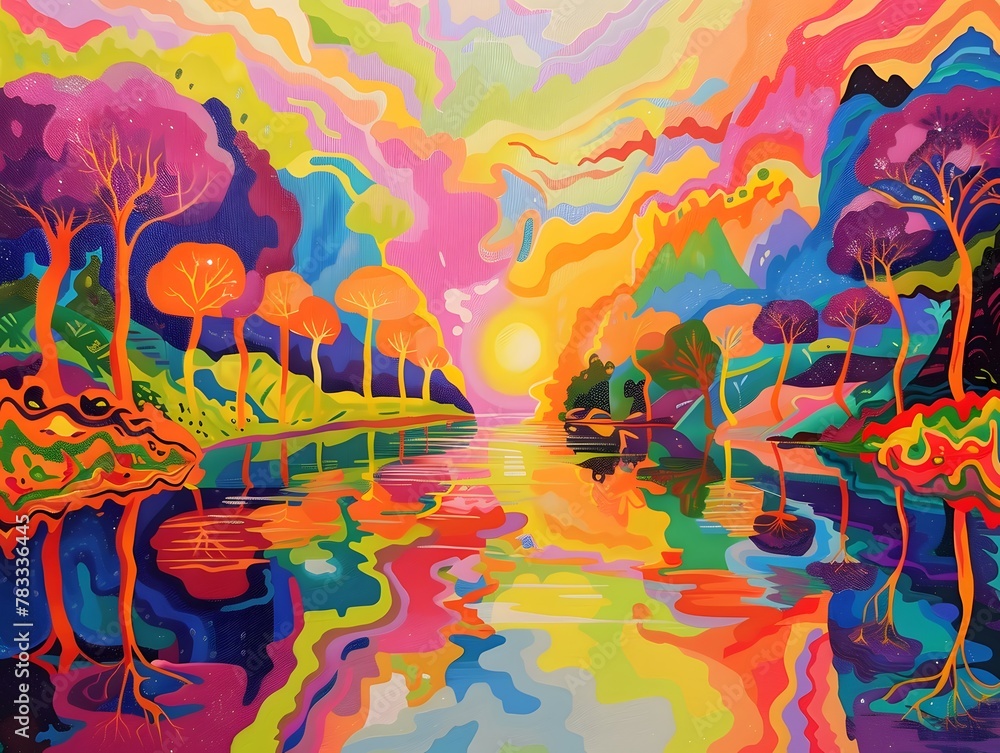 Psychedelic colours landscape