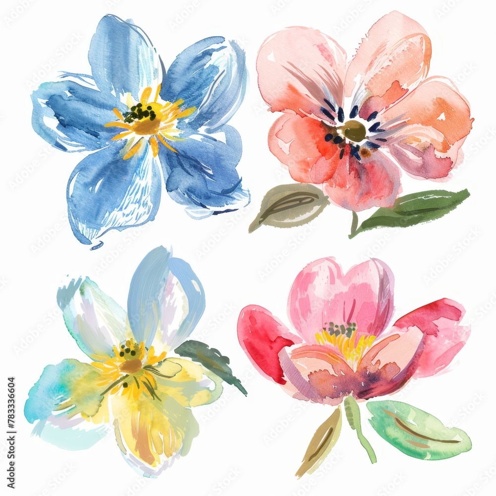 Naklejka premium set of watercolor flowers