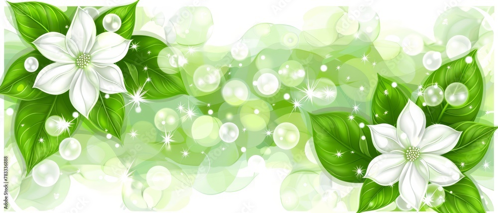 leaves green, bubbles present; space for text or image leaves green, bubbles present; space for text or image