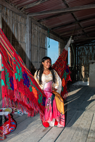 joven guajira de la etnia wayuu, quienes viven al norte de Colombia, tienen su propia cultura, su lengua, sus comidas, sus costumbres, sus vestidos etc.  photo