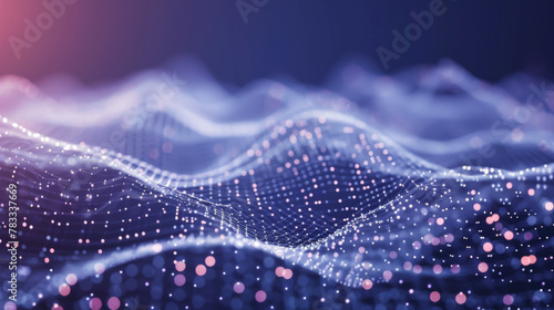 Abstract waves, moving points, particle flow. Background design in high-tech style. Abstract particle waving technology. Technology concept. © Alina Tymofieieva