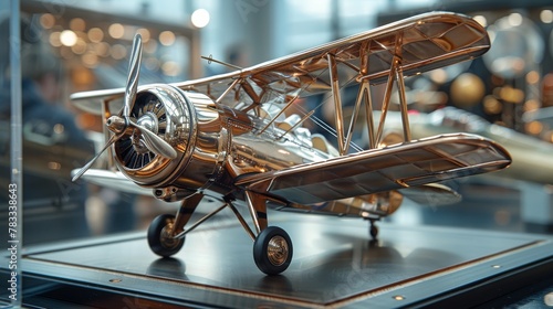 Wooden Model of a Plane on Display