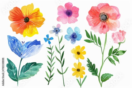 set of watercolor flowers © megavectors