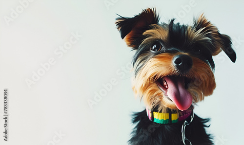 Happy Havanese with its Tongue Out and a Collar photo