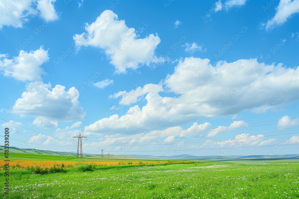 新緑の大地と空