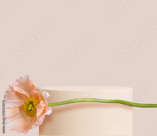 Flower decoration product presentation background with podium 3d rendering