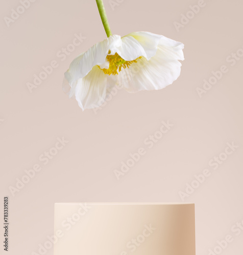 Flower decoration product presentation background with podium 3d rendering