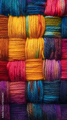 art of yarn texture,green yellow red and purple