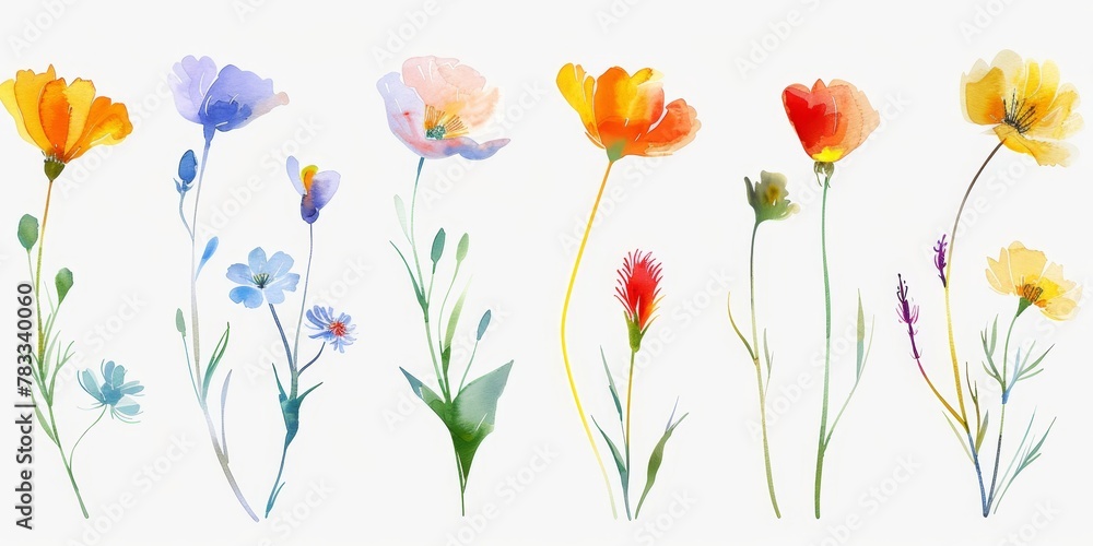 Fototapeta premium set of watercolor flowers