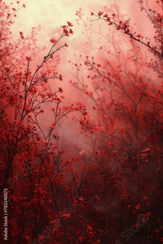 Red Flowers Blooming in a Forest