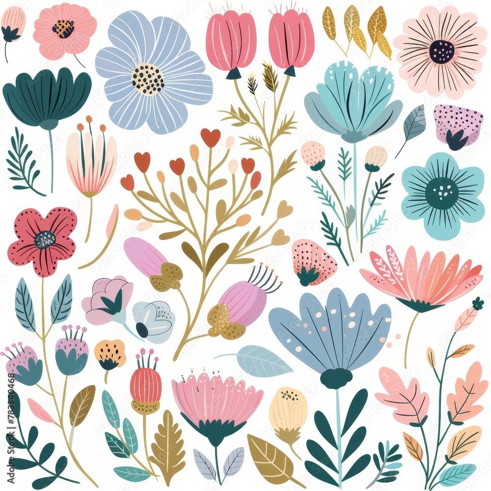 set of watercolor flowers set of watercolor flowers
