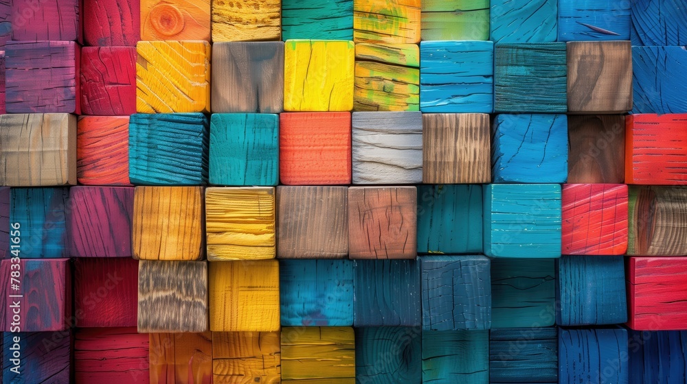 background made of multicolored wooden block lined and folded in multicolored background made of multicolored wooden block lined and folded in multicolored