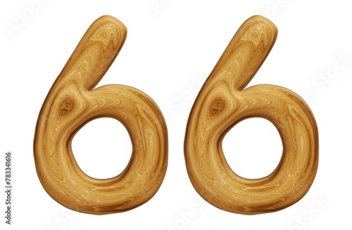 Wooden number 66 for math, education and business concept photo