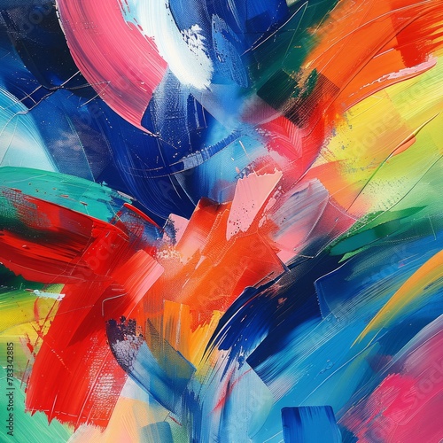 Abstract Painting Featuring Multicolored Brush Strokes