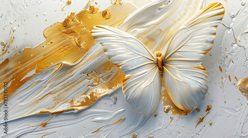 Painted golden and whitebutterfly  photo