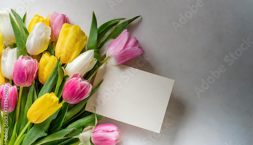 Wallpaper Mural Tulip bouquet. Floral composition with fresh flowers. Hello spring and easter concept Torontodigital.ca