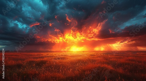 Vast Field Under Cloud-Filled Sky