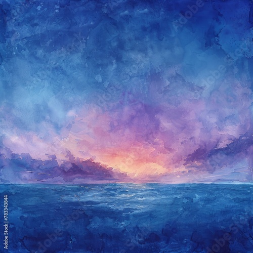 A Painting of a Blue and Pink Sky