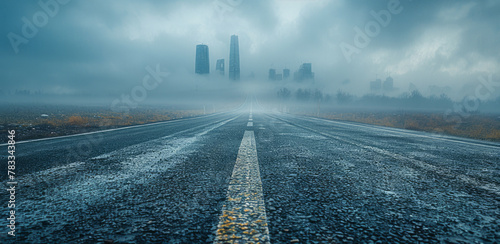 Empty Road Leading to City