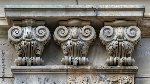 Quoins architectual, building, ancient old-fashioned classical greek curve decor photo