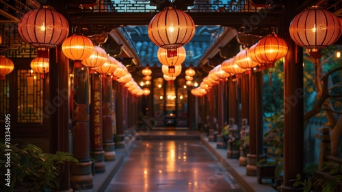 Lanterns architectual, chinese lanterns hanging in hallway, travel destinations celebration tourism ceiling no people photo