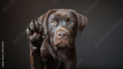 dog raises paw as a request to speak