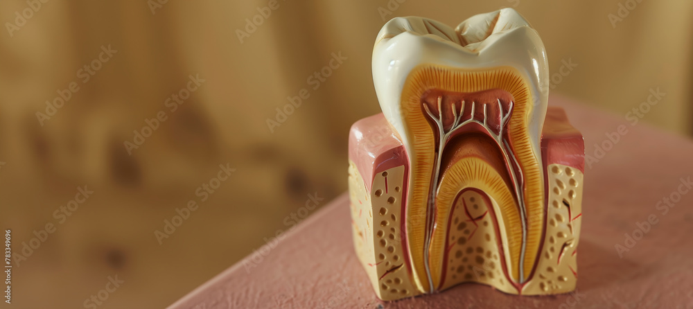 Tooth Root Texture A detailed educational model of a tooth portraying the various inner ...
