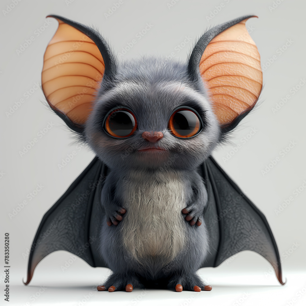 A cute and happy baby bat 3d illustration