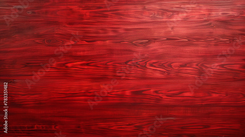 Glossy candy apple red painted maple wood background. Vibrant polished surface. Bold color concept for design and print