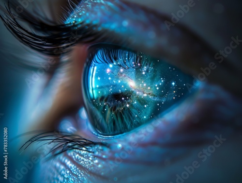 Starry iris: close up of persons eye