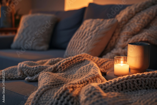 Cozy Living Room with Warm Lighting