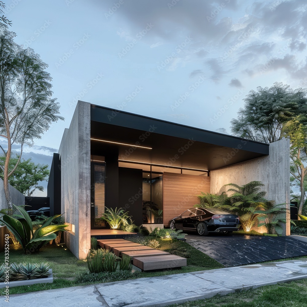 Minimal Simple Latest Luxurious House with a garage and car AI Generated Minimal Simple Latest Luxurious House with a garage and car AI Generated