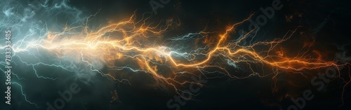 Dark background with intense lightning photo