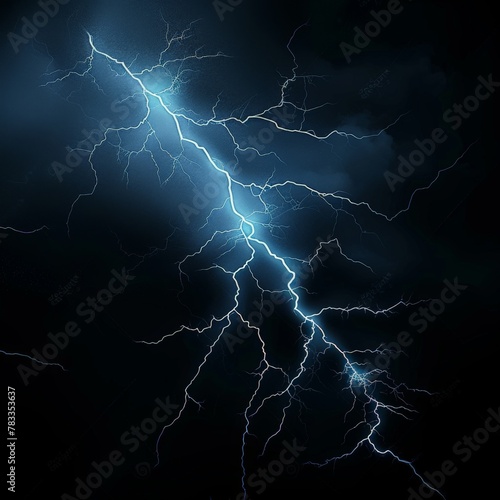 Lightning bolt illuminates dark sky