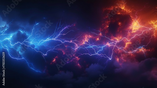Group of lightning strikes in the sky photo