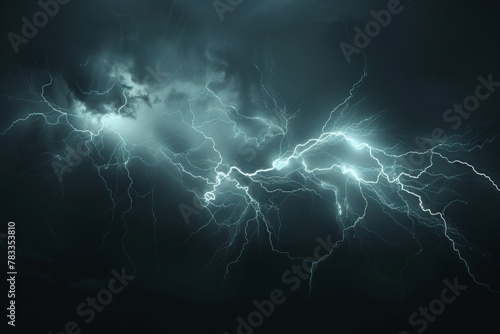 Intense lightning storm in dark sky