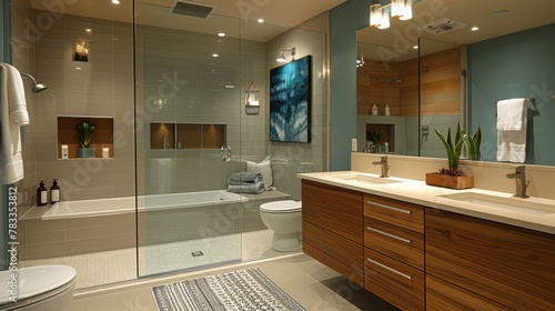 Modern Bathroom With Glass Shower Door