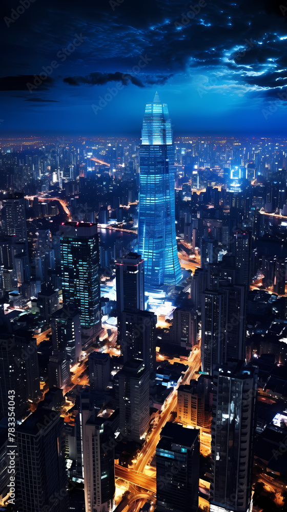 Obraz premium Smart city financial district and business center