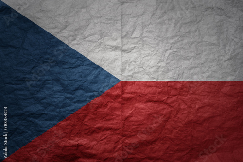 big national flag of czech republic on a grunge old paper texture background