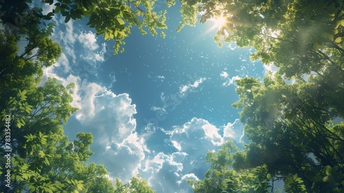 Sun Shines Through Clouds in Forest