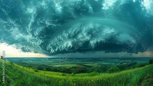 Large Field of Green Grass Under Cloudy Sky