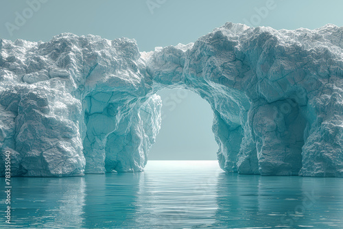 The confrontation of a heatwave and a melting glacier, symbolizing the collision of rising temperatures and shrinking ice masses. Concept of climate change impact on glaciers. Generative Ai.
