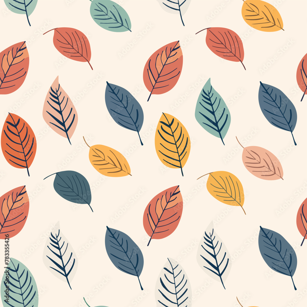 seamless pattern made of leaves in different colors