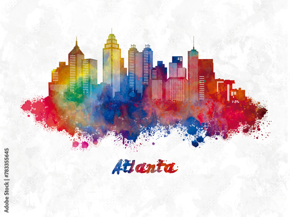 Fototapeta premium Atlanta skyline in watercolor