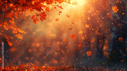 A beautiful autumn scene with leaves falling from trees © ART IS AN EXPLOSION.