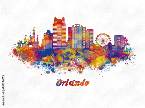Orlando Skyline in watercolor