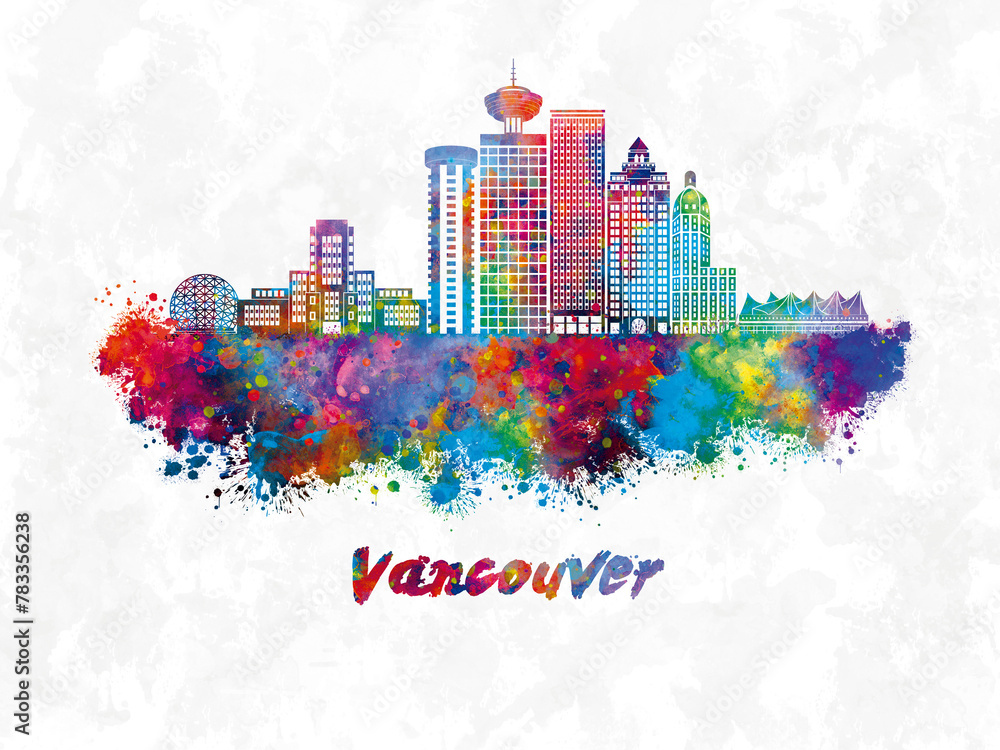 Obraz premium Vancouver Skyline in watercolor